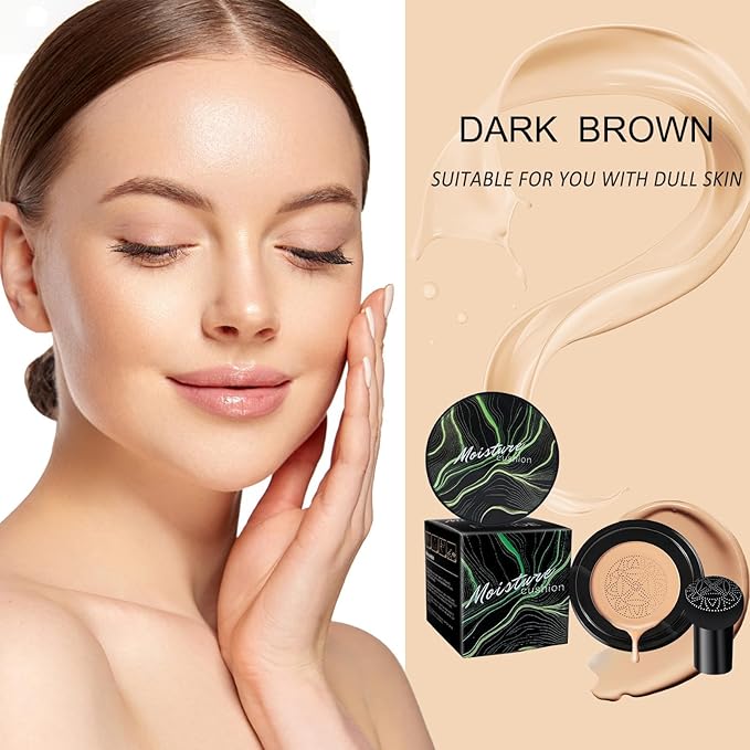 Cedar and Ash Cc Cream, Cedar and Ash Makeup, Cedar and Ash Concealer, Moisture Cushion CC Cream Foundation, Long Lasting Full Coverage Waterproof for All Skin Types (Dark Brown)