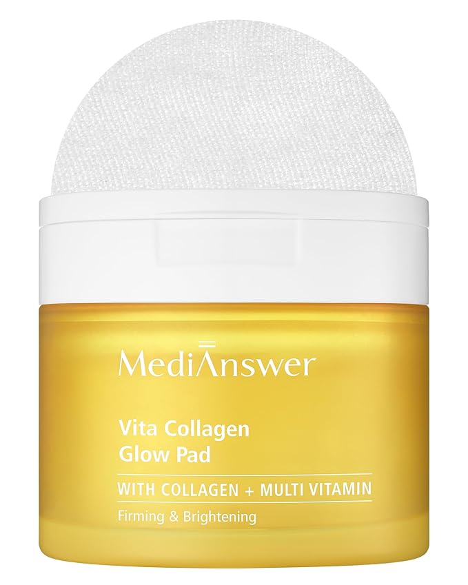 Vita Collagen Glow Pad - Korean Toner Pads with 500Da Collagen 79% + 50,000ppm Niacinamide & 5 Peptides, Retinol & Vitamin C, Swipe or Mini Mask, 80 Pads