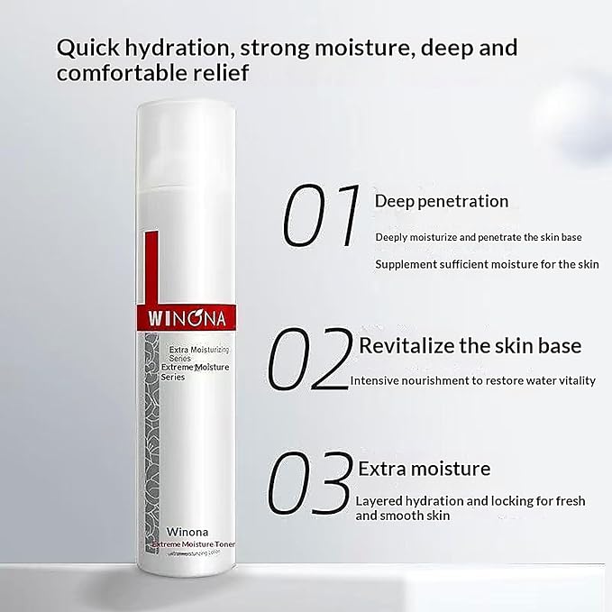 Winona Extreme Moisture Toner, Herbal Formula with Yunnan Camellia Extract and Seaweed, Soothing and Hydrating for Sensitive Skin, 120g