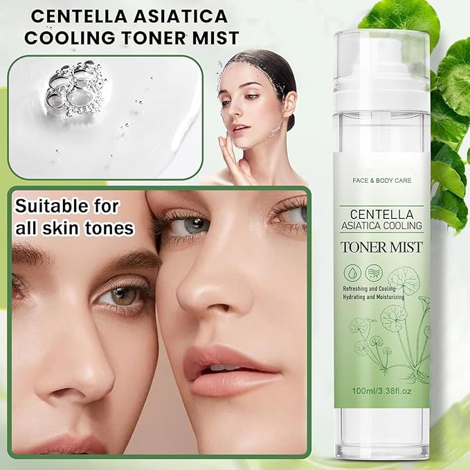Centella Asiatica Facial Mist, Hydrating Toner Spray for Face, Lightweight Refreshing Soothing Spray Toner Skincare for Soft & Glow Skin, Reduces Redness & Dryness, for All Skin Types