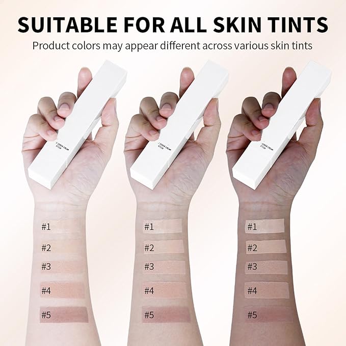 Color-Changing Foundation Stick, Dual Head Cover Cream with SoftBrush, Medium to Full Coverage Dewy Finish,Hydrating Lightweight,Blur Pores Even Skin Tone for All Skin Types, #5 Tan