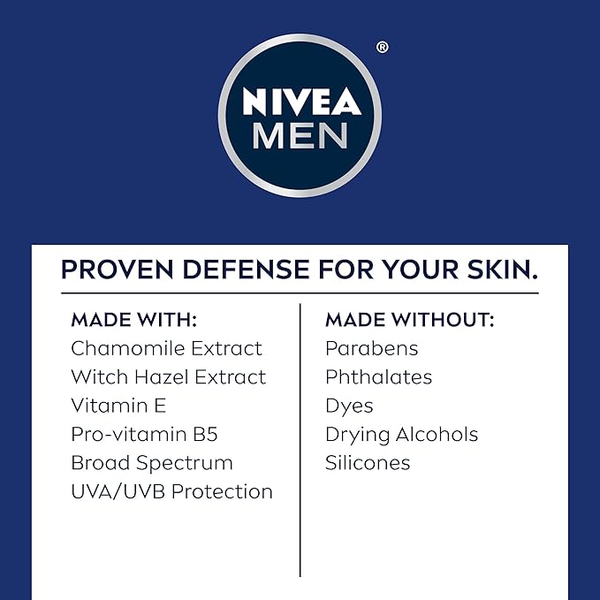NIVEA MEN Sensitive Face Lotion with SPF 15,Broad Spectrum Sunscreen of 2.5 Fl Oz Tubes,(Pack of 6)