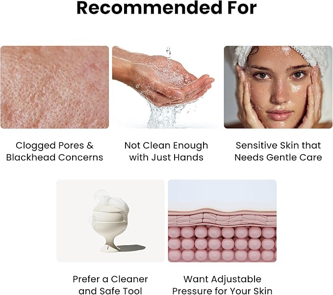 [PODL] Air-Pump Silicone Facial Cleansing Brush | Soft Manual Face Scrubber | 0.3mm Ultra-Fine Bristles, Micro-Bubble Makeup Deep Clean | Exfoliating Pore Care for Blackheads | Korean Skincare Tool