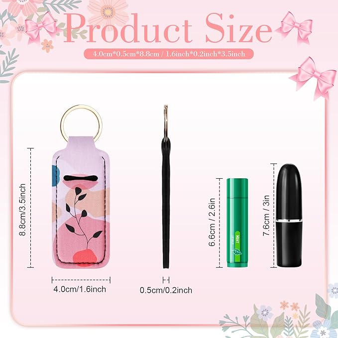 3PCS Chapstick Keychain Holder, Potable Lip Balm Holder, Lip Gloss Holder Keychain for Lipstick, Chapstick, Lip Balm