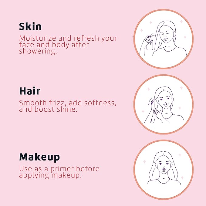 De La Cruz Rose Water and Glycerin for Face, Rosewater Facial Toner & Moisturizer for Skin & Hair, Rose Water for Hair, 2-Bottle Bundle - 16oz & 8oz, Made in USA.