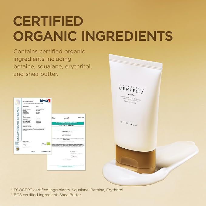 SKIN1004 Madagascar Centella Cream, Korean Face Moisturiser with Centella Asiatica, Face Cream with Panthenol & Shea Butter, Face Moisturizer for soothing, Daily Korean Skincare, 2.53 fl.oz, 75ml