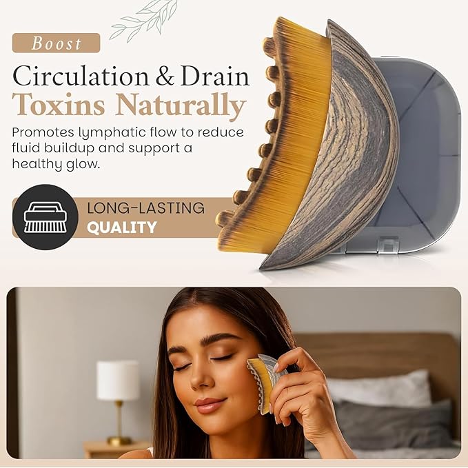 2 PCS Premium Facial Lymphatic Contour Brush – 2026 Version Face Sculpting Tool & Jawline Massager, Ergonomic Dry Brush for Lymphatic Drainage, Chin Slimming, Skin Tightening, Anti-Puffiness & Glow