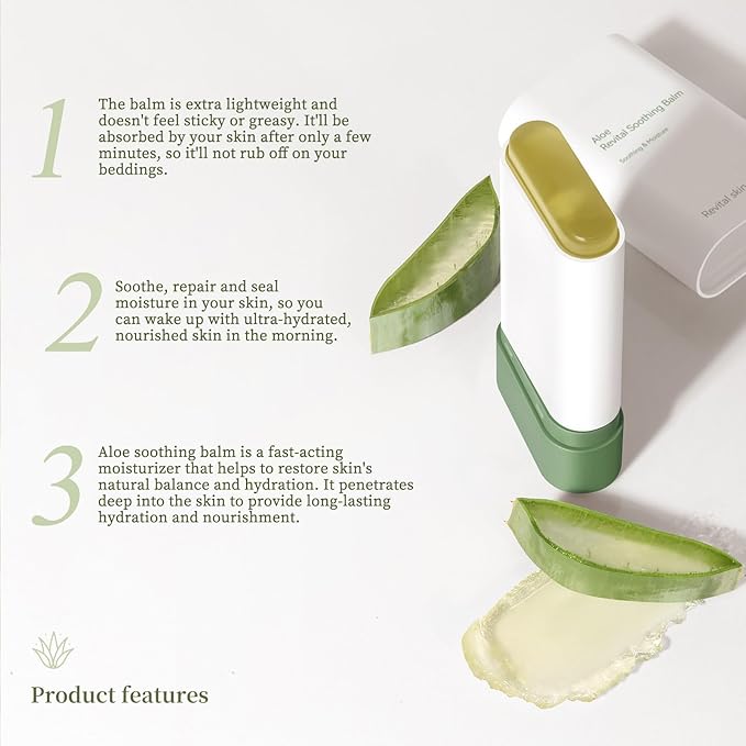 Organic Aloe Vera Gel Stick for Face & Body, Pure Aloe Gel Ideal for Hydrating, Soothing for Dry Skin, Anti-Wrinkle, Acne Scars, Soothing After Sun Care Relief