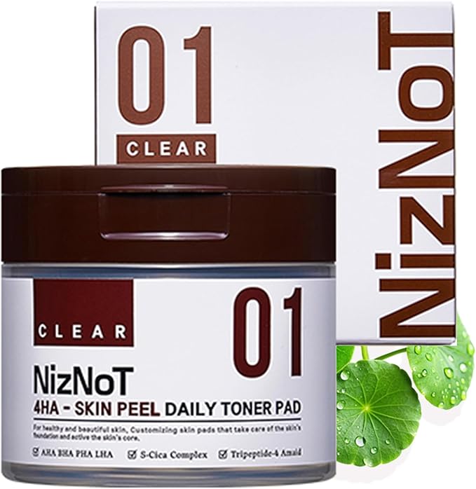 NIZNOT 01 4HA Skin Peel Daily Toner Pad – Clearer Skin Starts, 4HA CICA Gentle Daily Peeling, Deep Absorption Peptide 60 pads/170ml