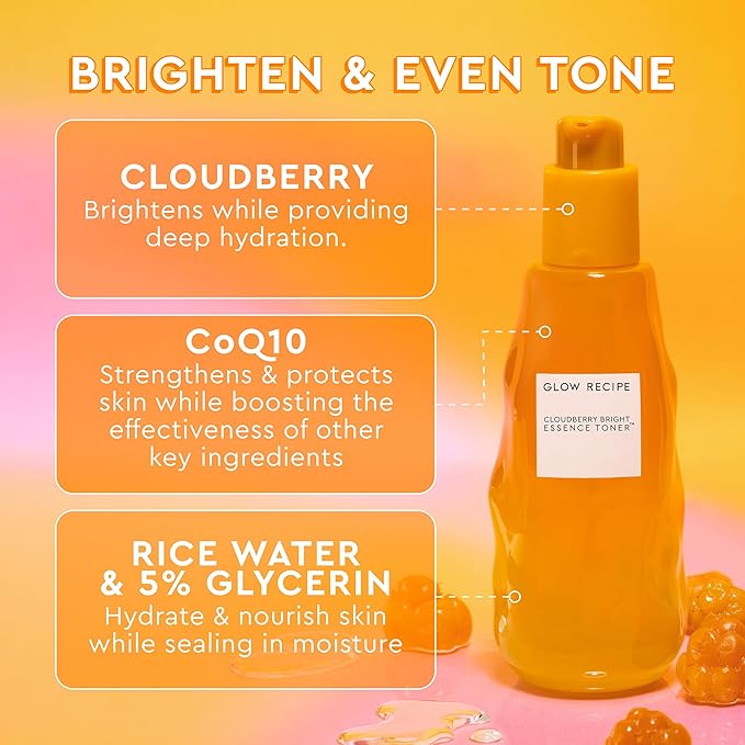 Glow Recipe Cloudberry Brightening Essence Toner Bundle - Full Size Toner (75ml) + Mini Travel-Size Bottle (30ml)