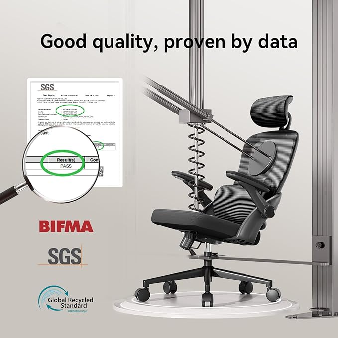 SIHOO Ergonomic Office Chair, Office Chair with Up&Down Lumbar, High Back Home Desk Chair with 3D Armrests, Computer Chair with Adjustable 2D Headrest, Tilt Function Black