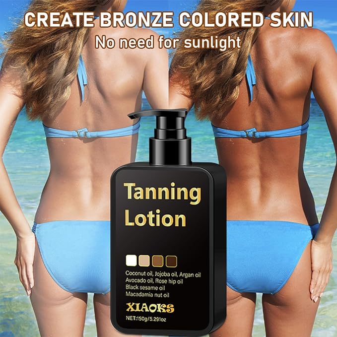 Natural Self-Tanning Lotion,Streak-Free Sunscreen with Coconut Oil and Argan Oil,Quick Absorption, No Orange Tint, Suitable for Face and Body - 5.29 fl oz