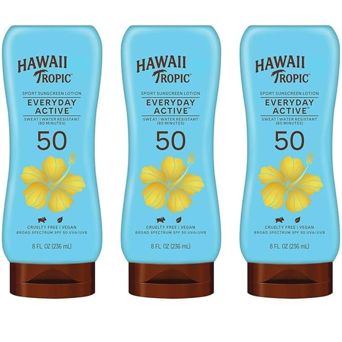 (3 pack) Everyday Active Sunscreen Lotion, 50 SPF, 8 fl oz, Water Resistant Adult Sunblock, BROAD SPECTRUM PROTECTION from UVA and UVB rays