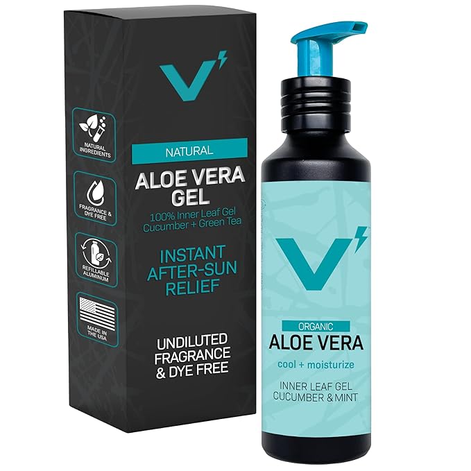 VOLT 100% Pure Organic Aloe Vera Gel, Fast-Absorbing Sunburn Relief & Face and Body Moisturizer, Undiluted, Fragrance-Free, No Harsh Chemicals, Eco-Friendly Refillable Aluminum Bottle, 2.7 oz TSA Size