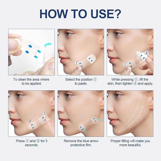Face Lift Tape,128Pcs Face Lift Tape Invisible,Face Tapes for Lifting Sagging Skin,Instant Facelift Tapes for Women,Conceals Double Chin and Wrinkles for A Perfectly V-Shaped Face