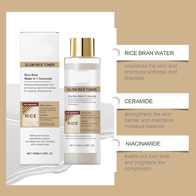 Rice Toner - Hydrating Moisturizing Essence Water, Oil Control & Brightening Skin For Dull Dry Skin(1PCS)