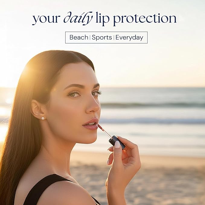 Brush On Block Sun Shine Protective Lip Oil 3 Color Variety Pack, Broad Protection Hydrating SPF 30 Mineral Sunscreen, Cruelty-Free, Gluten-Free, & Vegan | Nude Tint, Fig, & Peony