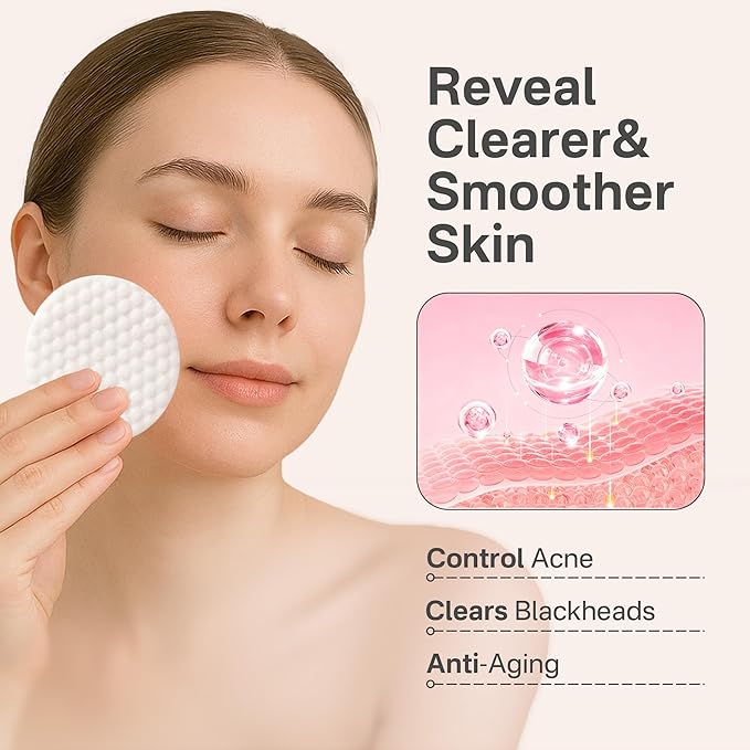 Glycolic Acid 20% Resurfacing Pads (50 Count), Exfoliating Peel Pads for Face, Skin Pore Resurfacing & Radiance, Exfoliating Toner Facial Pads with Oil, Salicylic Acid & Vitamins E, B3, B5