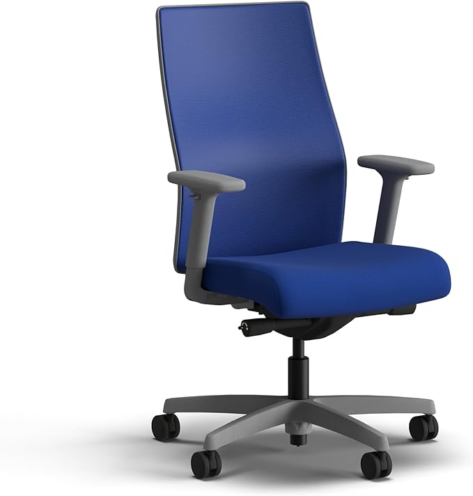 HON Ignition 2.0 Mid Back Task Chair, Spectrum Mesh, Advanced Synchro-Tilt Control, Office Chair with Lumbar Support, Height and Width Adjustable Arms, Titanium Frame, Cobalt