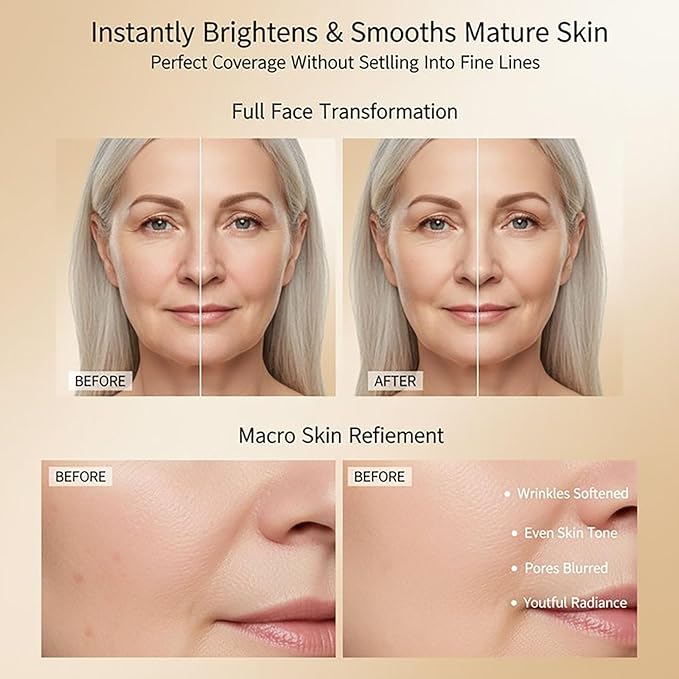Foundation for Older Women | Mushroom Head Air Cushion CC Cream - BB Cream Full Coverage Makeup Foundation Long Lasting Waterproof Hydrating Lightweight (lvory white)