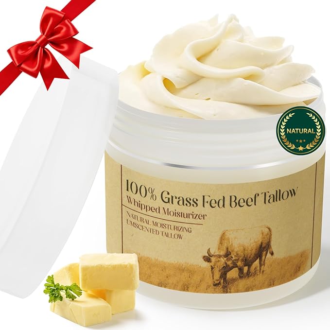 Beef Tallow for Skin, Beef Tallow for Face,Unscented Natural Face Moisturizer, Whipped Tallow Balm, Deeply Moisturizes and Soothes the Skin, 1.7 OZ