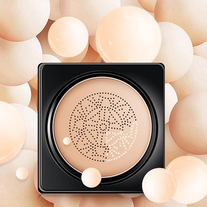 Lovelycat Mushroom Head Air Cushion BB Cream Even Skin Tone Makeup Base PrimerConcealer Lasting Nude Makeup Moisturizing Brightening Pigment CC Liquid Foundation (A-lvory)