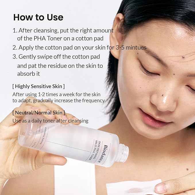 Biodance Skin Refining Mild PHA Toner, Gentle Exfoliating, Hydrating Face Toner for Sensitive Skin with Ceramides & NMF, Korean Skin Care | 5.07 fl.oz,150ml