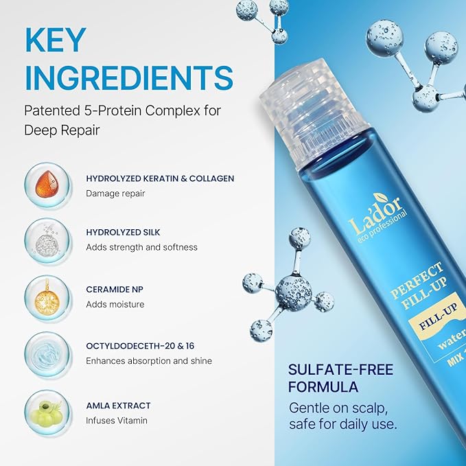 LA'DOR Perfect Hair Fill Up Original 3 Seconds Intensive Keratin Hair Mask Rinse Off Treatment for Bleached Frizzy Damaged Dry Perms Dyes Deep Conditioner Protein Self Hair Care (1. 0.4 Fl Oz x 4 ea)