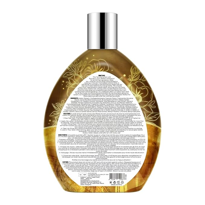 Tanning Bed Lotion With Bronzer And Accelerator, Bronzing Tanning Lotion For Tanning Beds, Sun Tanning Lotion For Outdoor, Mango, Dha-Free, 13.5 Fl.Oz