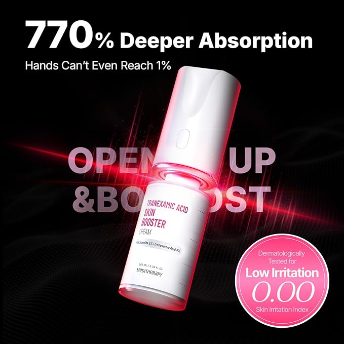 MEDITHERAPY Tranexamic Acid Skin Booster Cream 3.4 Fl Oz - 5% Niacinamide & 3% TXA Korean Face Moisturizer - Gentle Facial Serum Cream with Facial Device for Glass Skin - Radiant Complexion