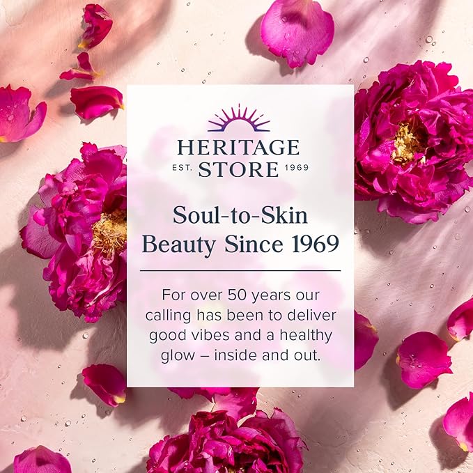 HERITAGE STORE Rosewater Face Moisturizer - Soothing Gel Moisturizer with Rose Complex, Niacinamide and Hyaluronic Acid - Dry to Combination Skin Care - Hypoallergenic, Vegan, 60-Day Guarantee, 2oz