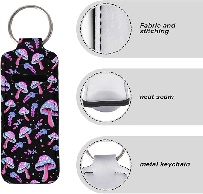 Lipstick Holder Keychain, Cute Keychains for Lip Balm Holder, Neoprene Lipstick Sleeve Pouch for Women Men Teens