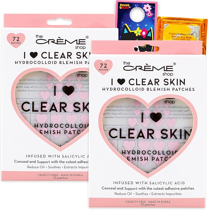 The Crème Shop Pimple Patches Bulk Pack - Bundle with 144 Hydrocolloid Blemish Patches Infused with Salicylic Acid Made in Korea to Conceal and Heal Acne Spots | The Creme Shop Skin Care