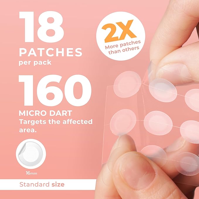 Micro Needle Pimple Patch (18 Pack) - Hydrocolloid Micropoint Pimple Patch For Acne & Pimples, Microdart Patch, Micro Dart Pimple Patches