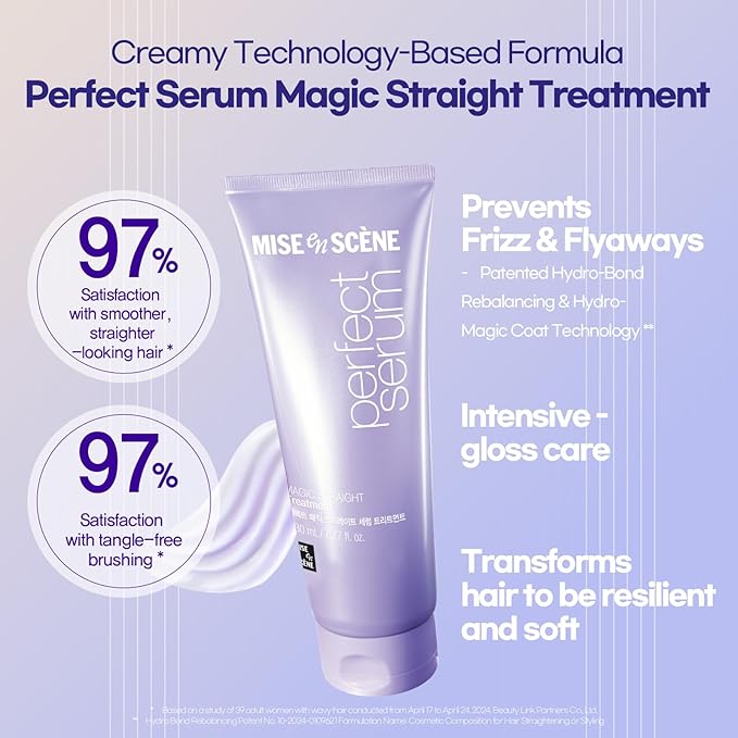 Mise En Scene Perfect Magic Straigth Serum Hair Care Set | Travel Size Hair Products for Frizzy and Dry | Mini Hair Oil for Heat Protection | Flyaway Control | Gift set for women (3 Count)