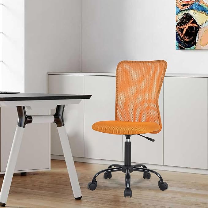 BestOffice Ergonomic Office Chair Desk Chair Mesh Computer Chair Armless Back Support Modern Executive Rolling Swivel Chair with Lumbar Support (Orange)