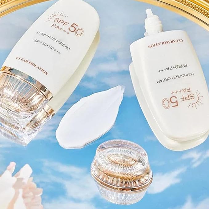 Flower Extract Skin Brightening Sunscreen Cream SPF50+, Glow Sunscreen, UV Protection, Strengthens Skin Barrier, Nourish & Restore Skin Balance, for Daily Skincare (1)