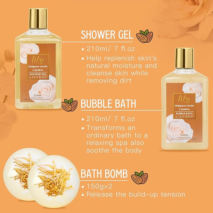 Mothers Day Gifts for Mom - Luxury Honey Almond Bath & Body Gift Set for Women, Spa Gift Basket, Pampering Bath Set with Bath Bomb | Christmas Birthday, Perfect Holiday Gift for All Occasion