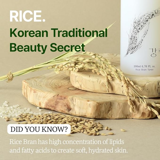 Gentle Rice Bran Toner Korean for Face (Tone, Rejuvenate & Moisturize) - Hydrating Vegan with Hyaluronic Acid - Rice Bran Extract (6.76 Fl oz)