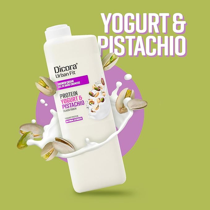 Dicora Urban Fit Shower Cream - Wet Skin Moisturizer for Deep Hydration - Cruelty-Free In Shower Body Lotion - Protein Yogurt and Pistachio - 25.4 oz