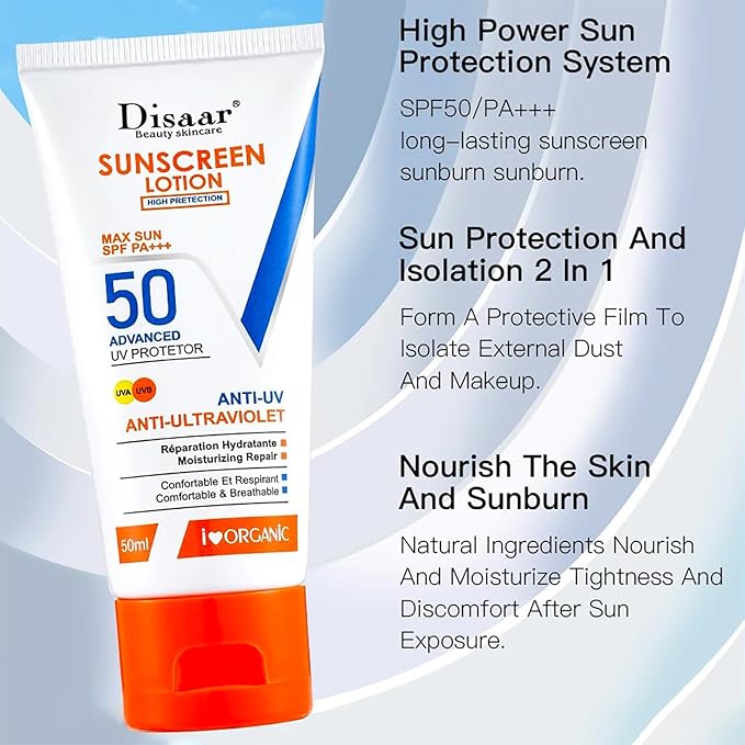 DISAAR BEAUTY Sunscreen Lotion SPF 50 PA+++ Advanced UV Protection UVA/UVB Moisturizing Repair 50ml / 1.69fl.oz