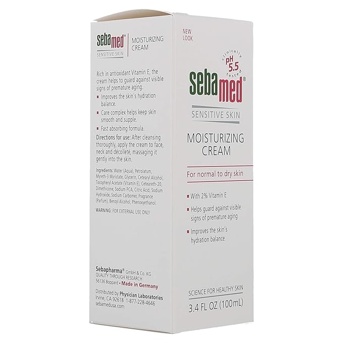 SEBAMED Moisturizing Face Cream with Pump for Sensitive Skin Antioxidant pH 5.5 Vitamin E Hypoallergenic 3.4 Fluid Ounces (100mL) Ultra Hydrating Dermatologist Recommended Moisturizer