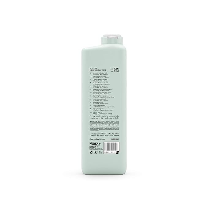 Dicora Urban Fit Nourishing Shower Gel - Hydrating Body Wash with Fruity Aroma - Gluten Free Womens and Mens Body Wash - Milk and Melon - 25.4 oz (Pack of 2)