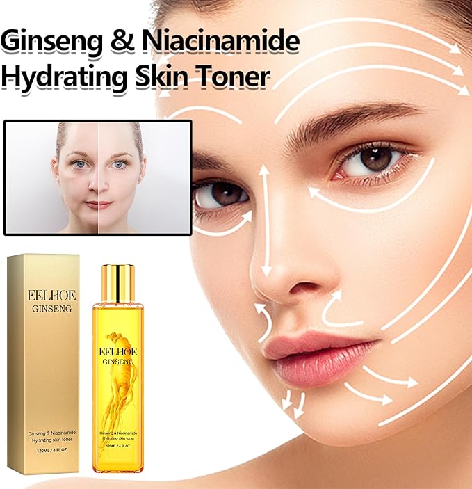 Ginseng & Niacinamide Hydrating Toner for Face, Improves Skin Clarity & Elasticity, Moisturizing Formula to Revive Dull Complexion, 4 Fl Oz