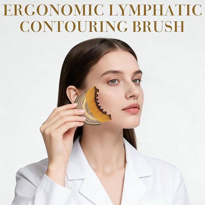 2 PCS Lymphatic Contour Face Brush, Ultra-Soft Facial Dry Brush for Lymphatic Drainage & Jawline Sculpting, Gentle Face Massager Tool for Puffiness Reduction, Skin & Glowing Complexion