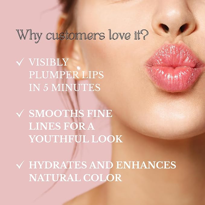 Instant Lip Plumper, Hydrating Lip Serum with Hyaluronic Acid, Guarana & Horse Chestnut Extract, Non-Sticky Moisturizing Lip Plumping Gloss, Anti-Aging Lip Care, 5ml