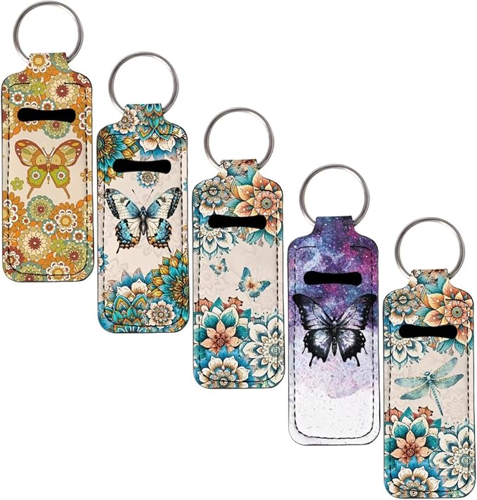 Pensura Chapstick Holder Keychain Fashion 5 Pcs Car Keychain Holder Portable Chapstick Holder Keep from Scratched and Dust