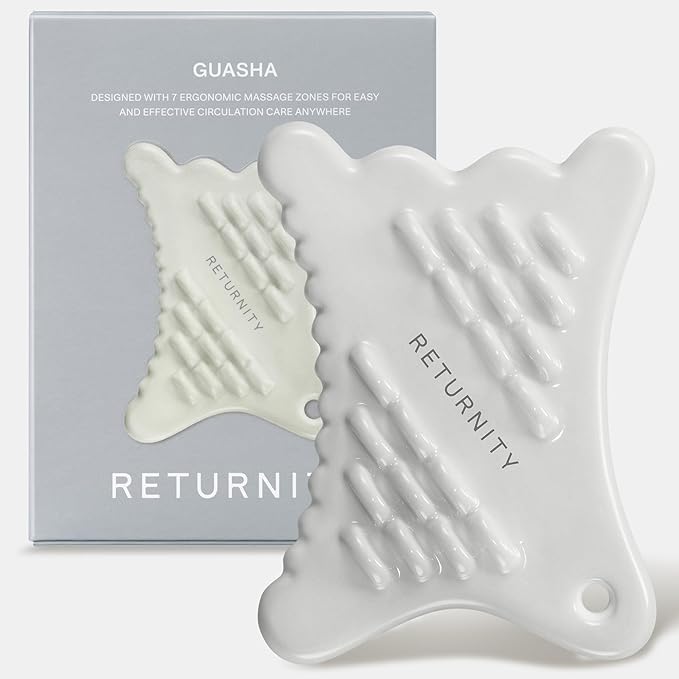 RETURNITY Ceramic Gua Sha Facial Tool for Lymphatic Drainage, Face Massager for Sculpting and De Puffing, Jawline and Neck Massage Tool, Korean Skincare Beauty Tool