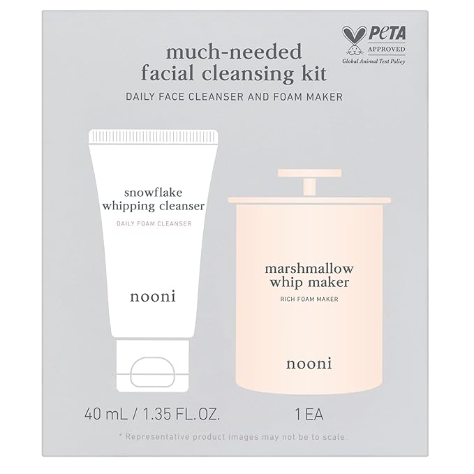 NOONI 2-in-1 Much Needed Facial Cleansing Kit - Marshmallow Whip Maker & Face Cleanser | Gentle Marshmallow Face Wash, Perfect Foam Maker for Rich Bubble, Deep Cleanser, Gift Set, Stocking Stuffers
