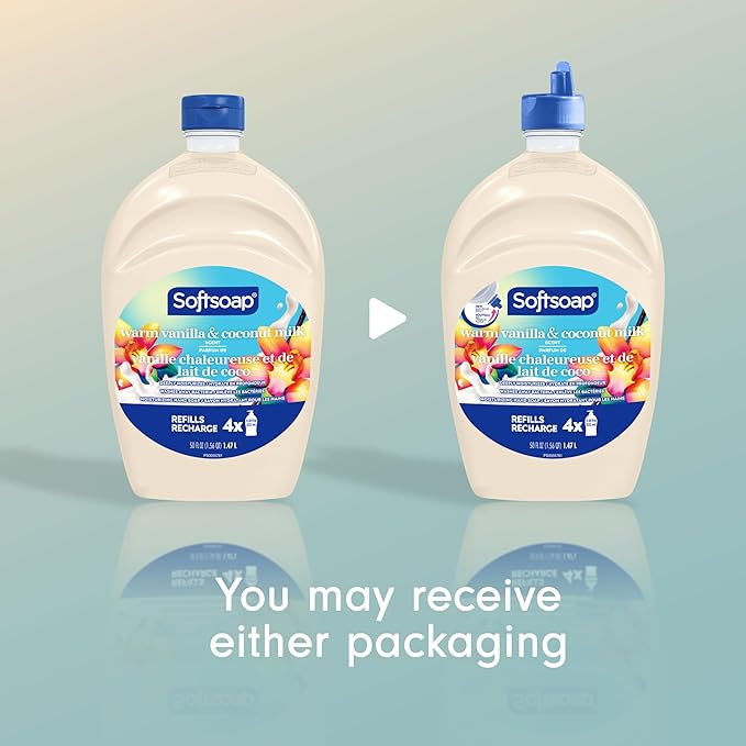 Softsoap Moisturizing Liquid Hand Soap, Warm Vanilla and Coconut Milk, 50 oz Refill (Pack of 2)
